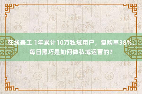   在线美工 1年累计10万私域用户，复购率38%，每日黑巧是如何做私域运营的？