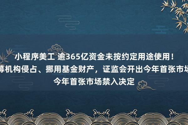   小程序美工 逾365亿资金未按约定用途使用！阜兴系私募机构侵占、挪用基金财产，证监会开出今年首张市场禁入决定