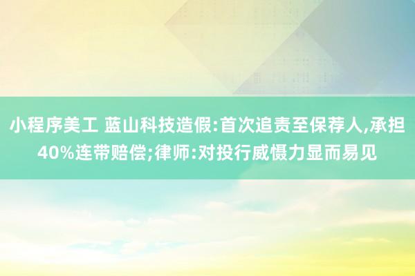   小程序美工 蓝山科技造假:首次追责至保荐人,承担40%连带赔偿;律师:对投行威慑力显而易见