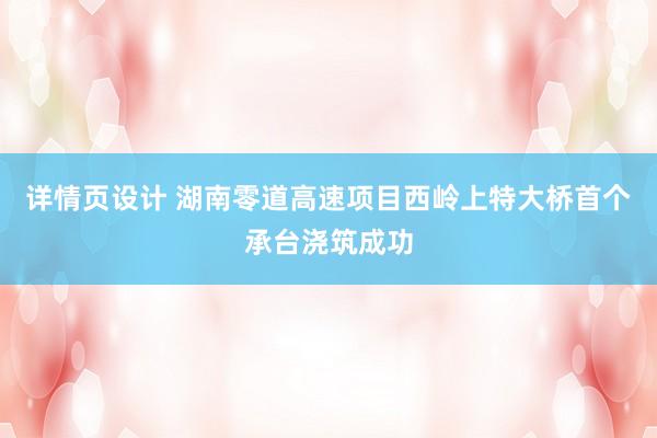 详情页设计 湖南零道高速项目西岭上特大桥首个承台浇筑成功